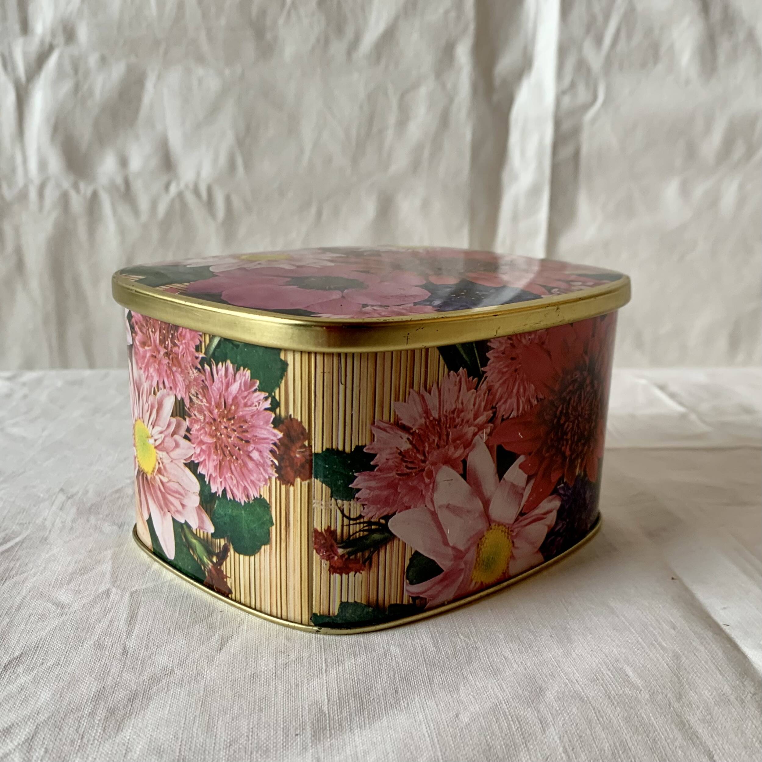 Boîte métallique vintage Côte d'Or - décor floral