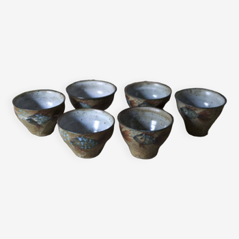 Set of 6 bowls of cider in stoneware Pottery of Planguenoual