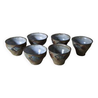 Set of 6 bowls of cider in stoneware Pottery of Planguenoual