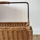 large wicker / rattan and black iron magazine rack from the 70s
