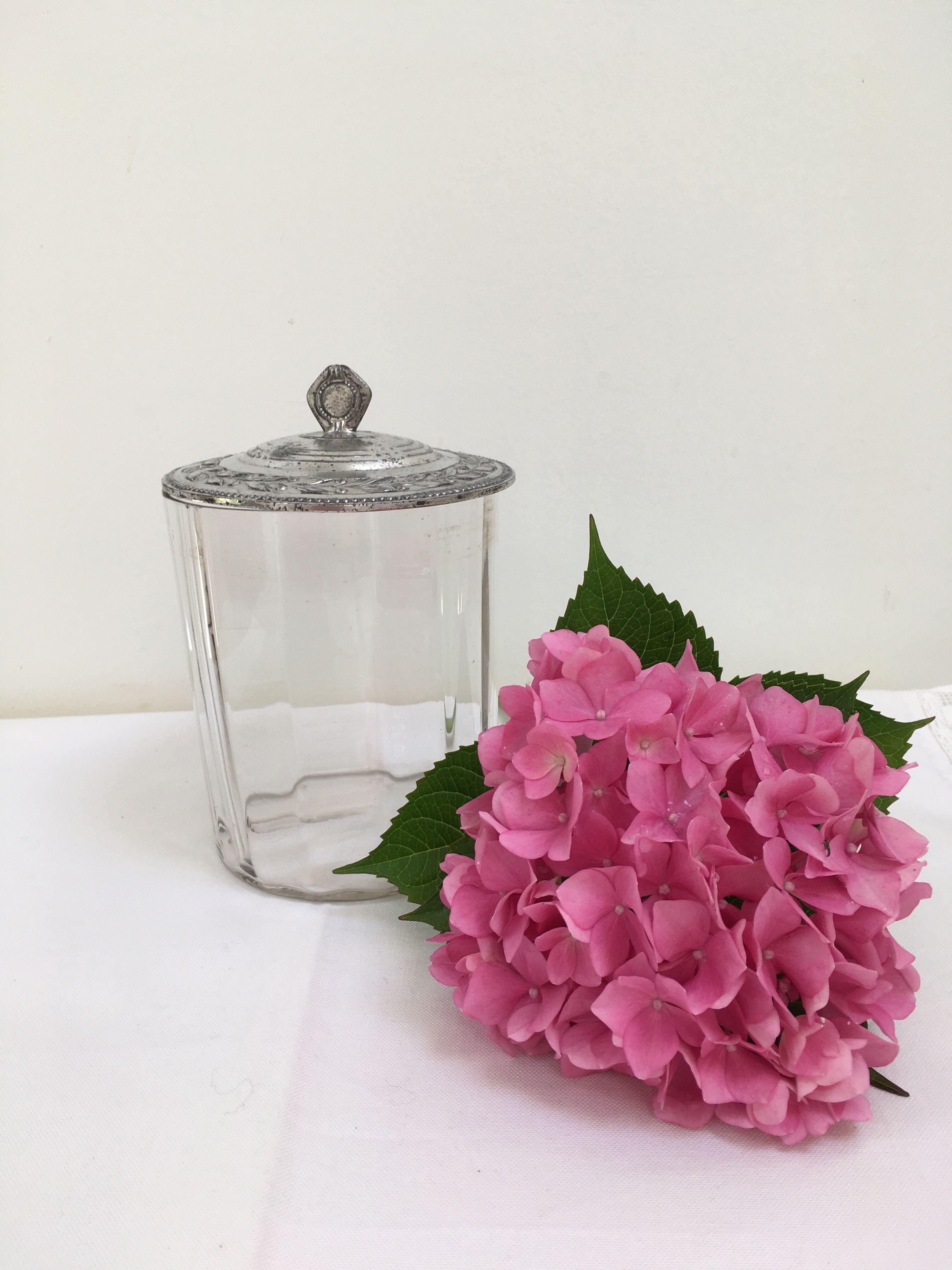 Old glass and silver metal candy