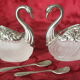 Pepper salt swans silver metal glass