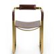 Armchair, Aged Brass Steel and Natural Tobacco Saddle Leather, Contemporary Style