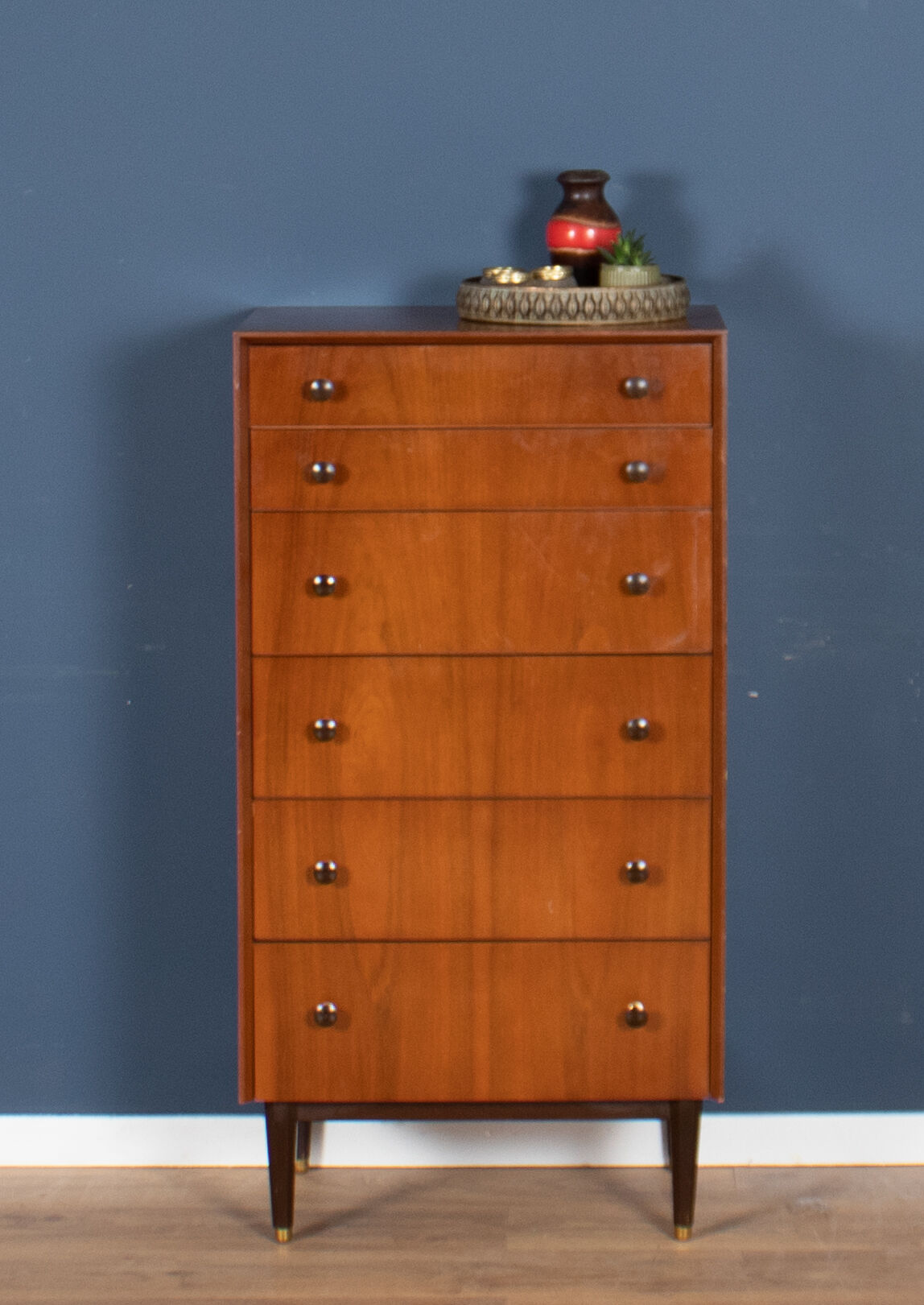 Retro teak 1960s tall G plan tolawood chest of drawers
