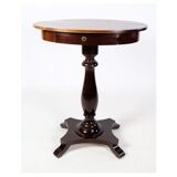 Oval side table on pillar with drawer in mahogany from around the year 1890s