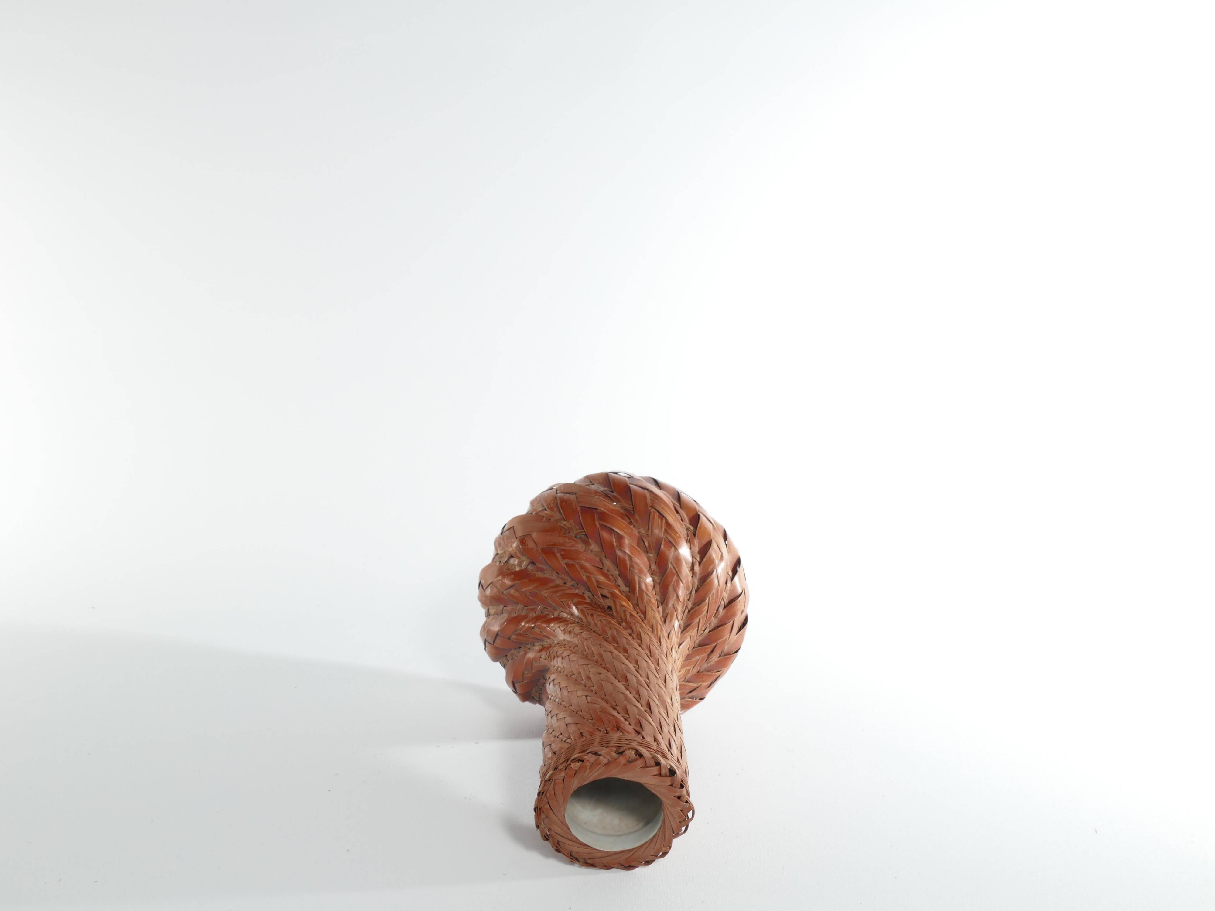 Early 20th Century Taisho/Showa Period Japanese Woven Bamboo Ikebana Vase