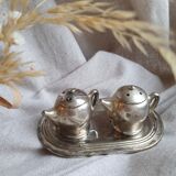 Set three pieces salt shaker and pepper teapots miniature teapots