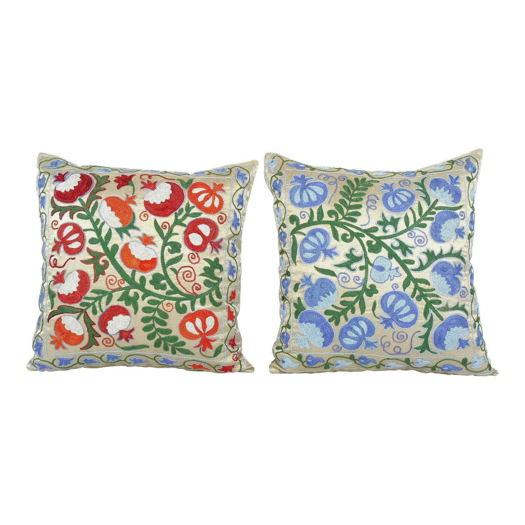 Set of 2 vintage embroidered cushion covers 48x48 cm
