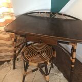 Rattan desk and stool