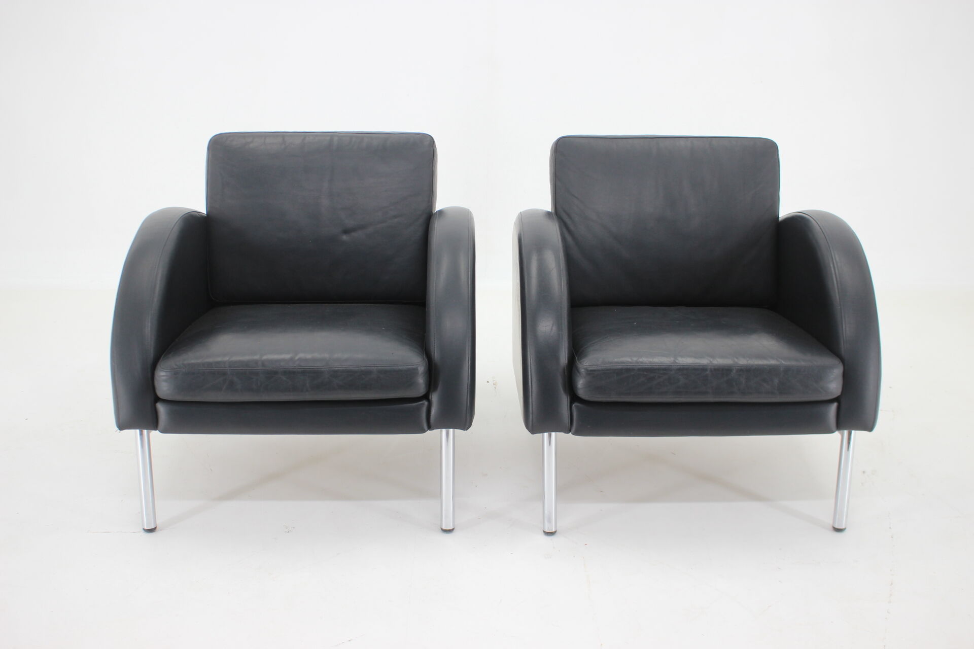 1970s  Pair Of Leather Armchairs ,Czechoslovakia