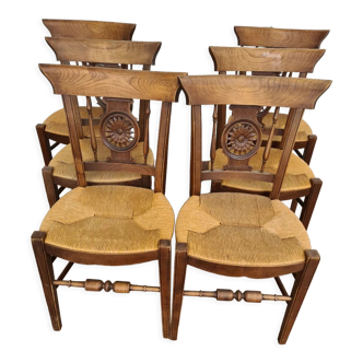 Set of six Provencal style chairs directoire