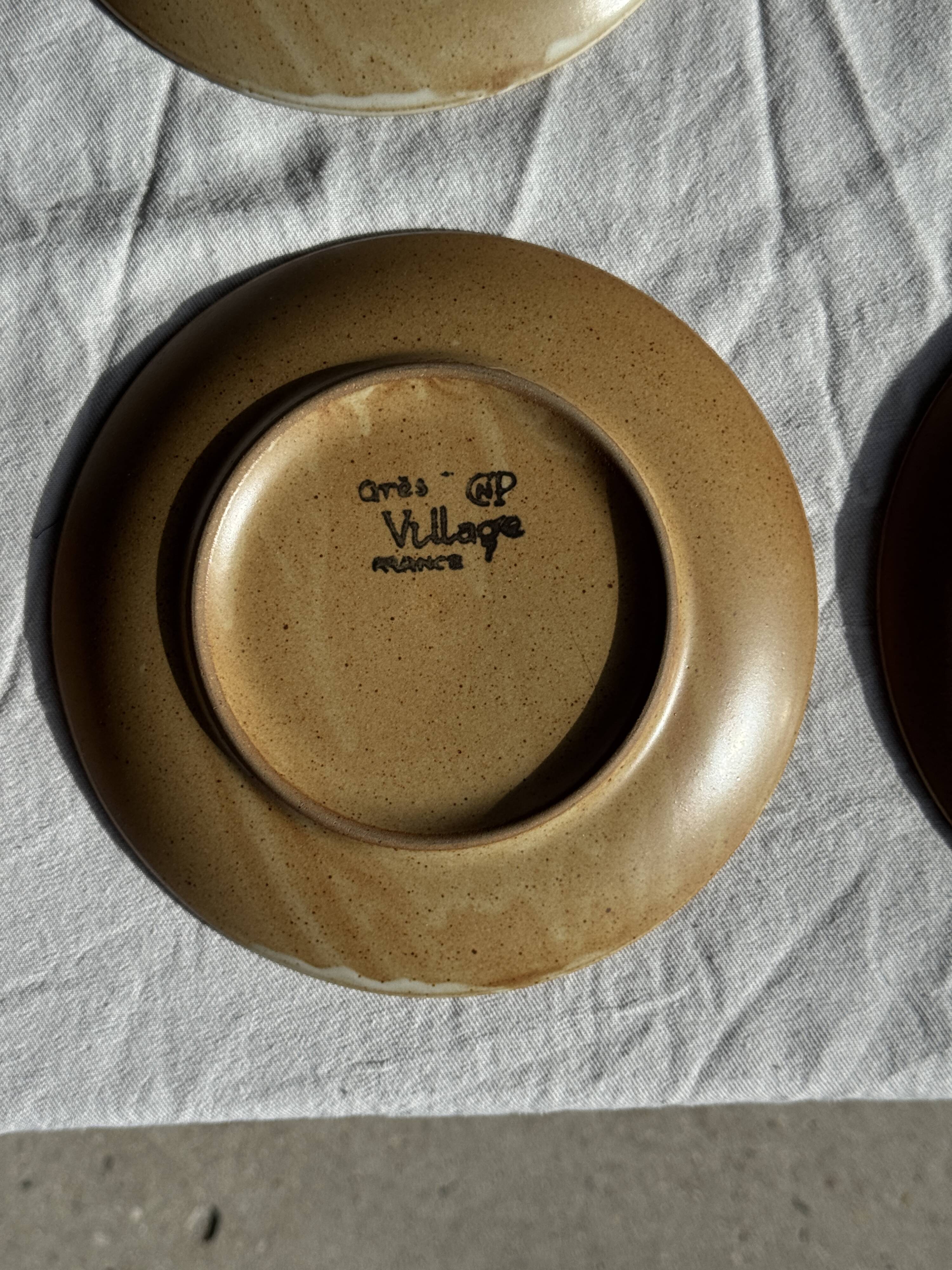 Set of 6 dessert plates in stoneware Village France D20