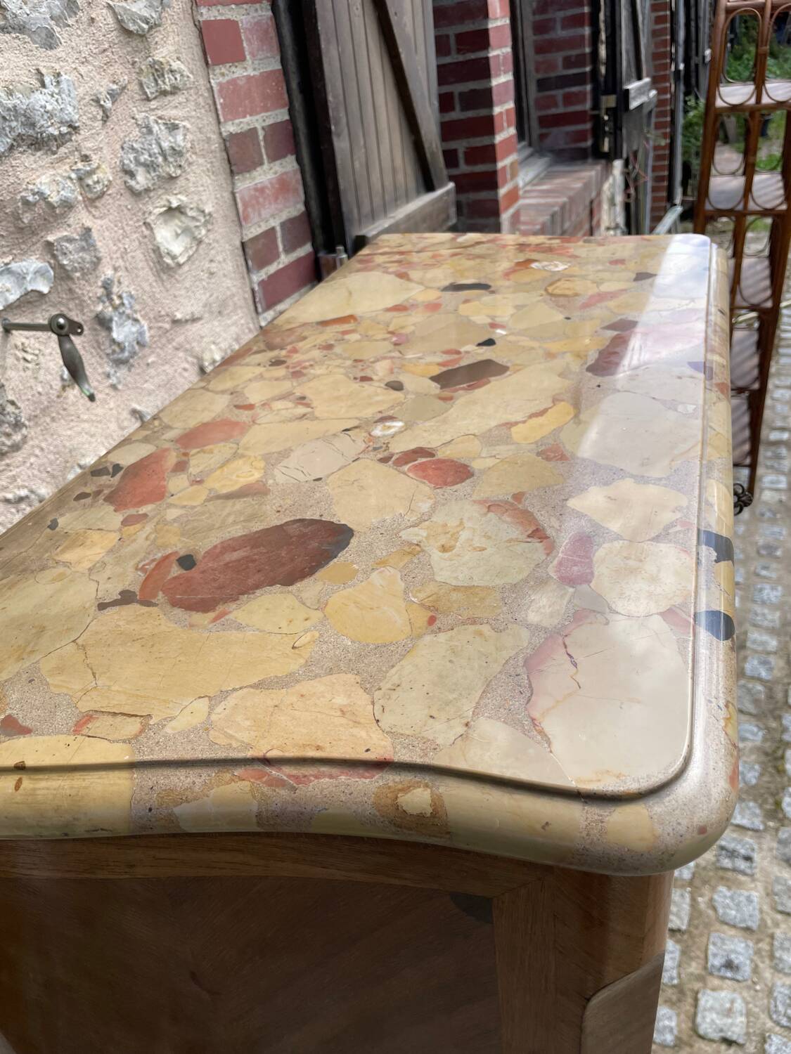 Old wooden and marble secretary