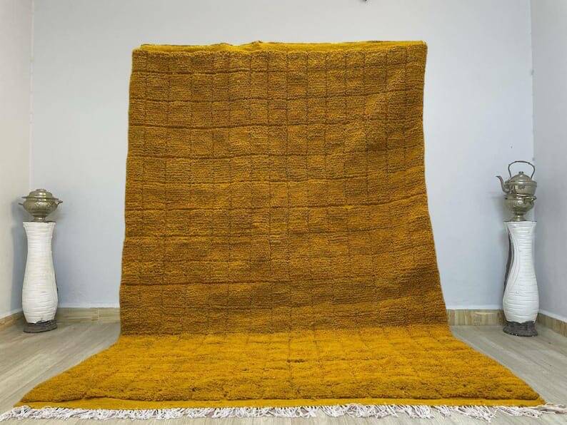 Traditional yellow Moroccan wool rug size 150 x 250 cm