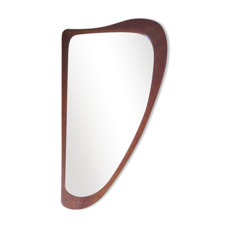Triangular mirror teak, vintage, Denmark 1955  - 39x74cm