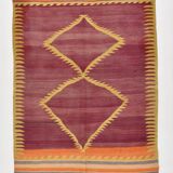 5x8 Shades Of Burgundy Persian Kilim Rug, 153x239Cm