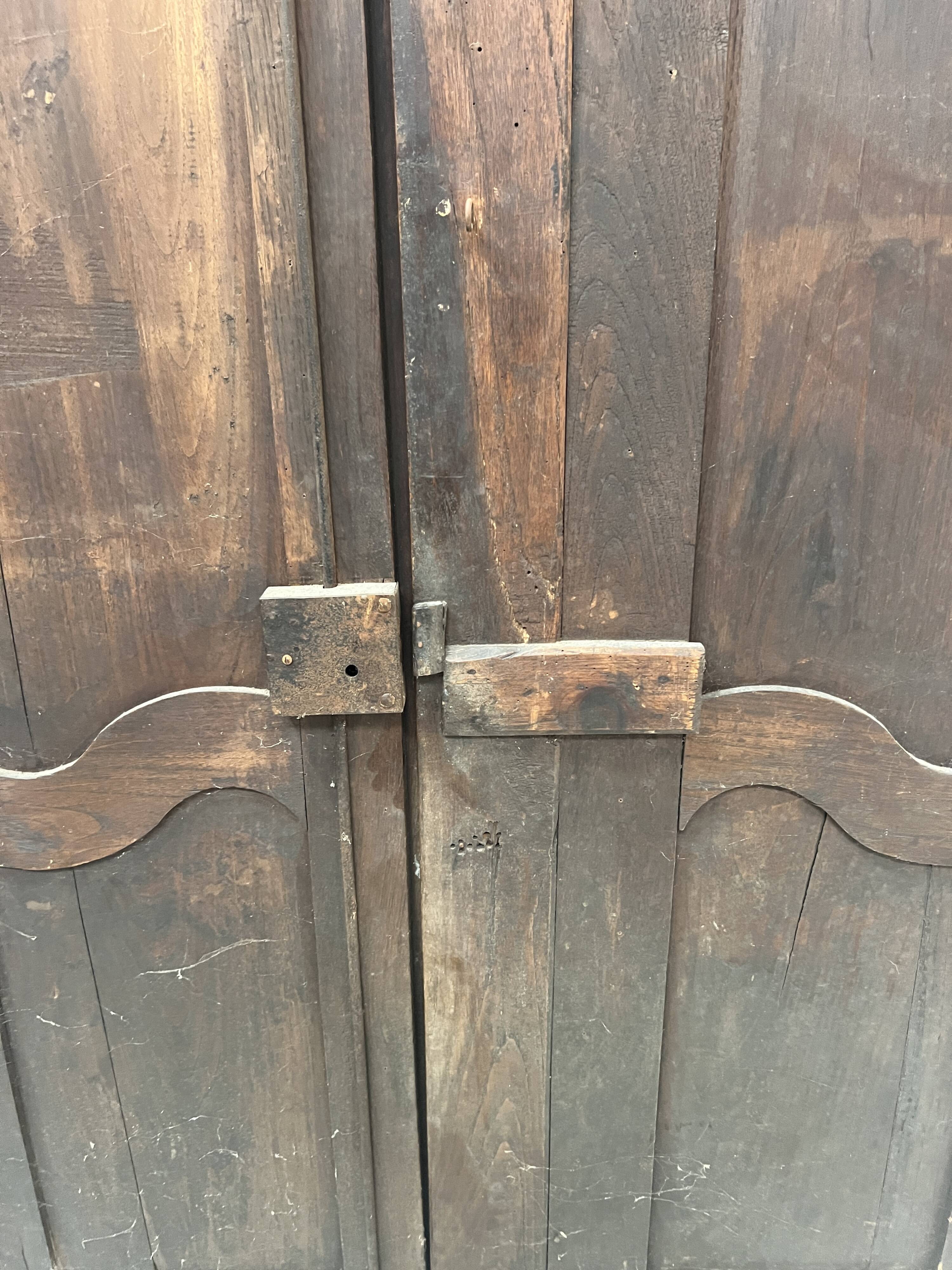 Antique pair of 18th century solid oak cabinet doors