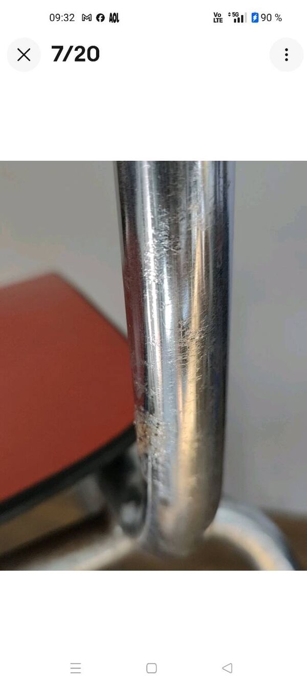 Jacques Hitier Chaise 1950 Tubauto Rouge Assise Style Bakélite