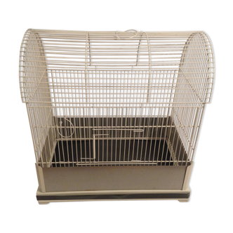 Ancienne cage à oiseaux en métal gris début XXeme vintage