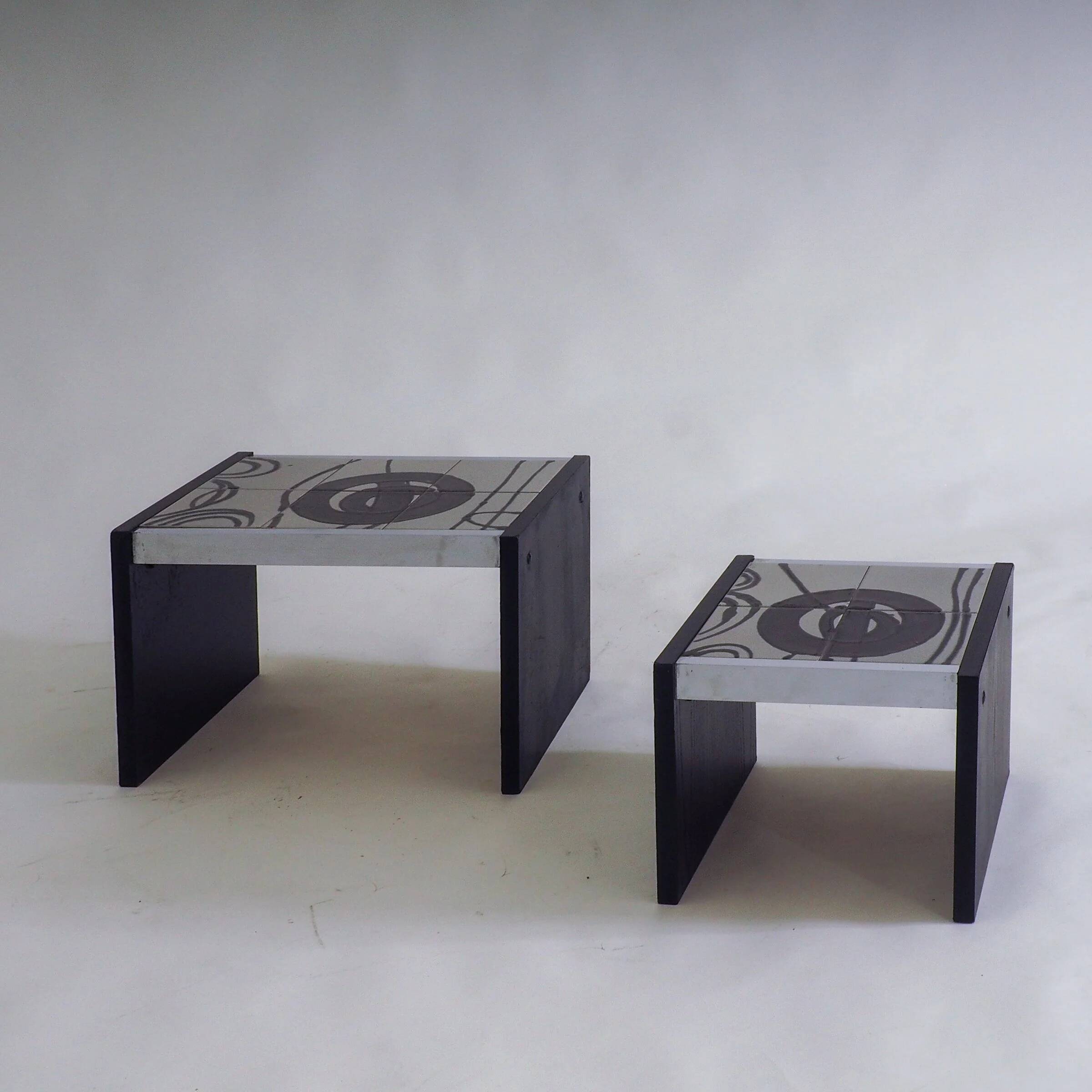 Set of 2 tiled nesting side tables