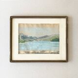 Painting "Mountain Lake", Pastel on paper, framed