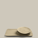 Dessert box Set of 4 plates and 1 dish Grège brillant