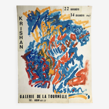 Har KRISHAN, Galerie de la Tournelle, 1967. Gouache et collages sur vélin d'Arches