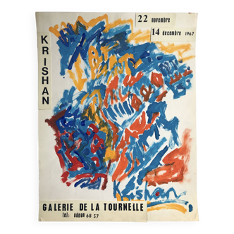 Har KRISHAN, Galerie de la Tournelle, 1967. Gouache et collages sur vélin d'Arches