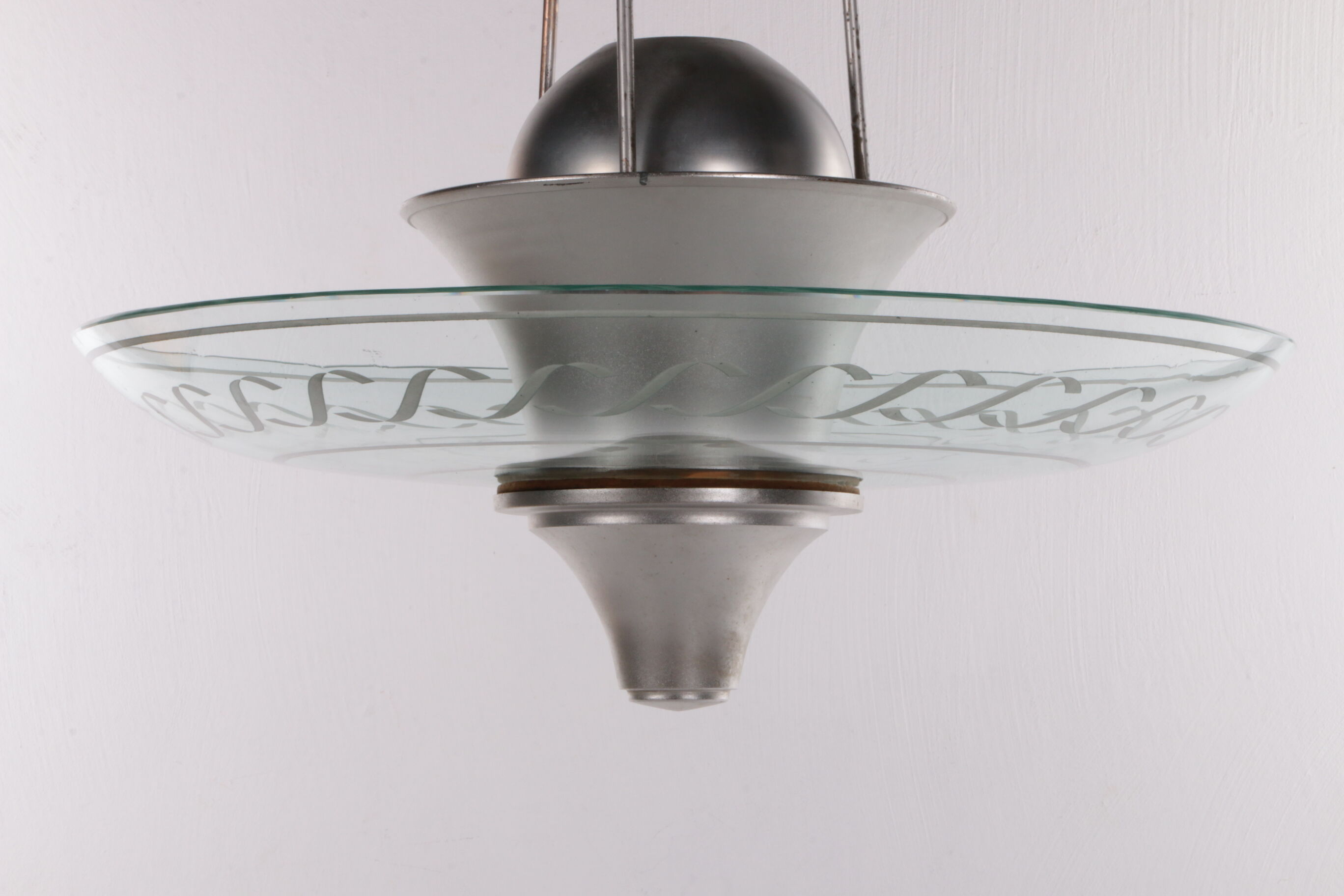 2 Art Deco Hanging lamps with cut glass England 1930