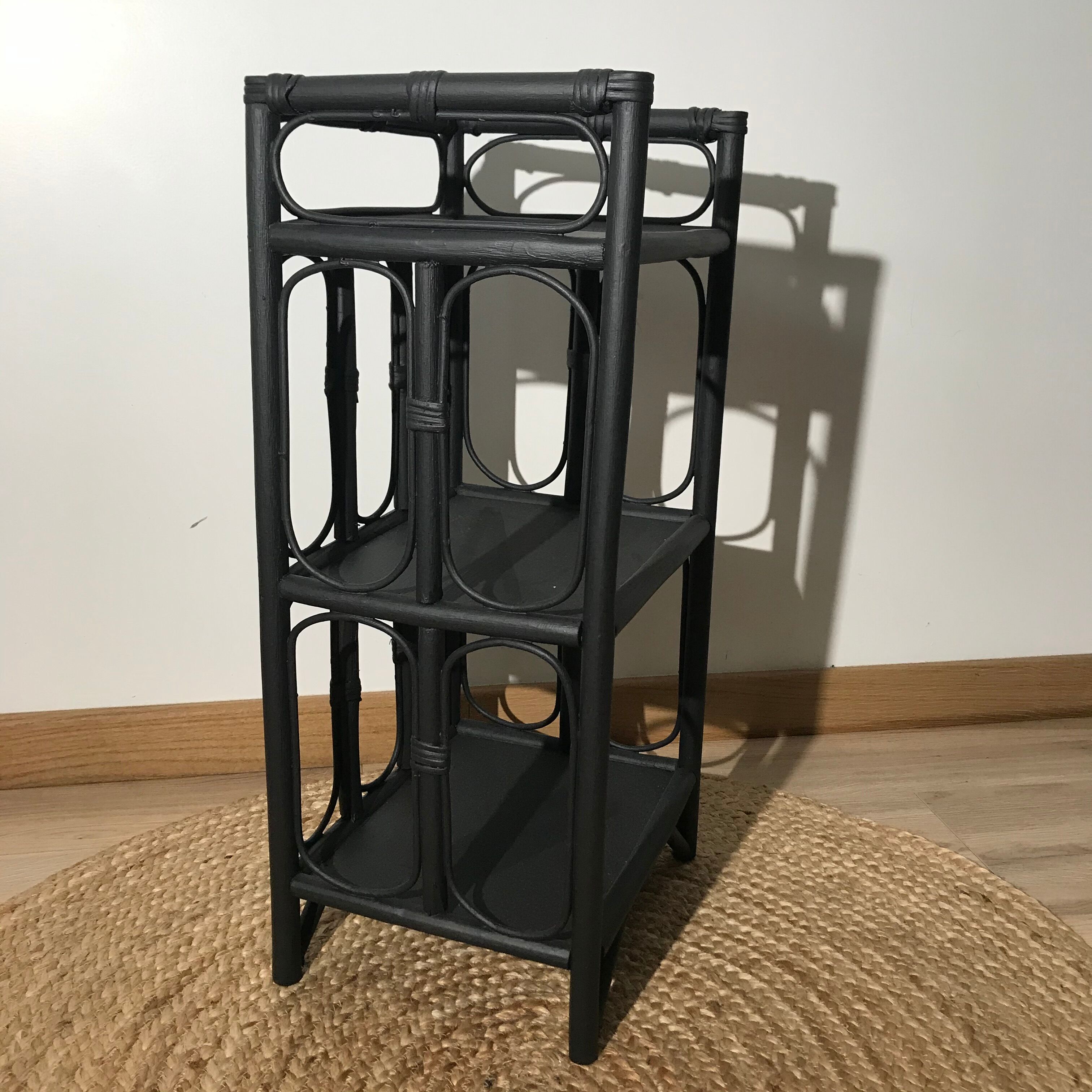 Rattan shelf, sofa end, vintage bedside table