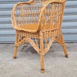 Rattan and wicker armchair 1960