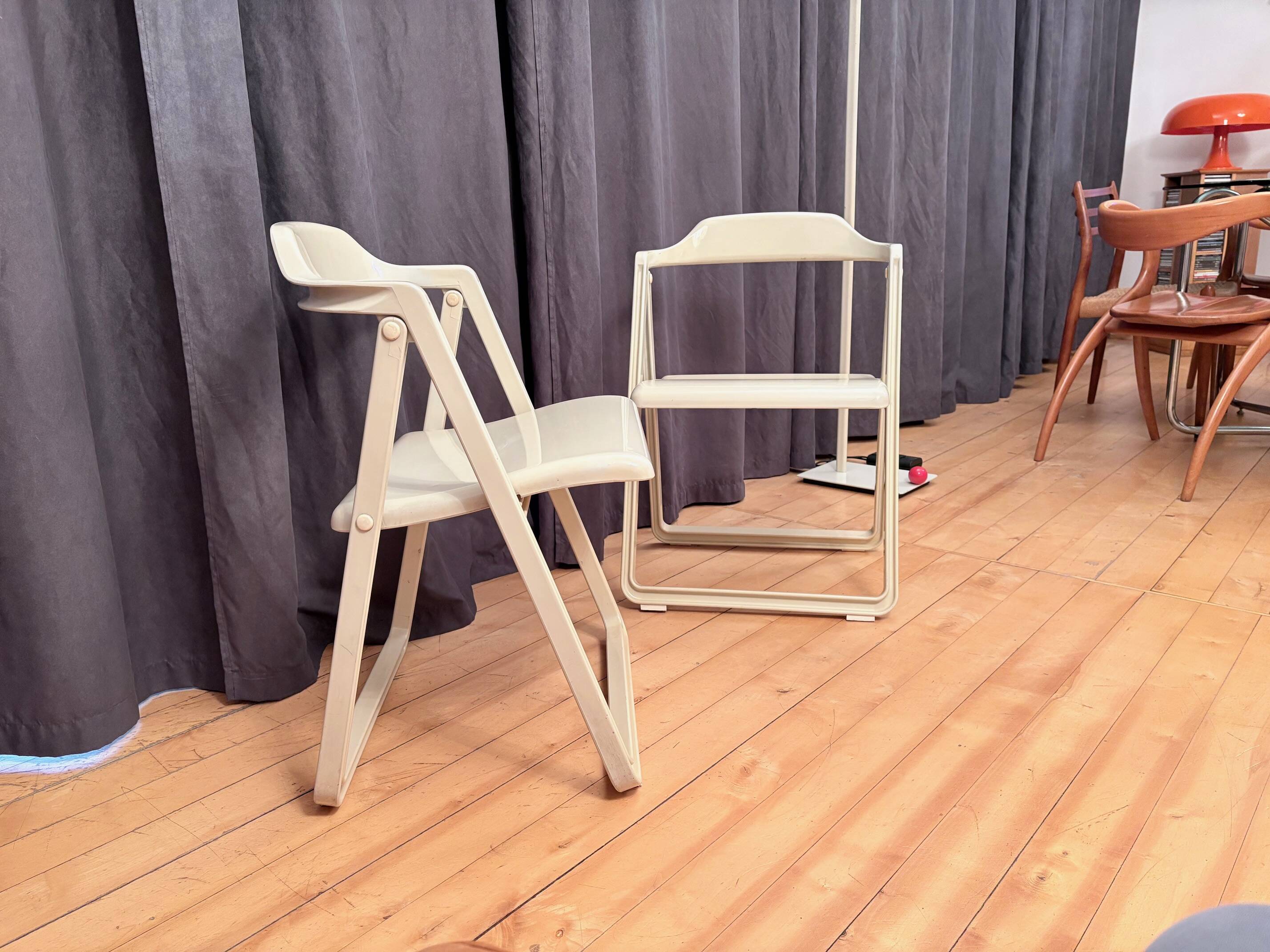 Pair of Borbona Folding Chairs by Carlo Hauner, Fiarm, Italy, 1970s