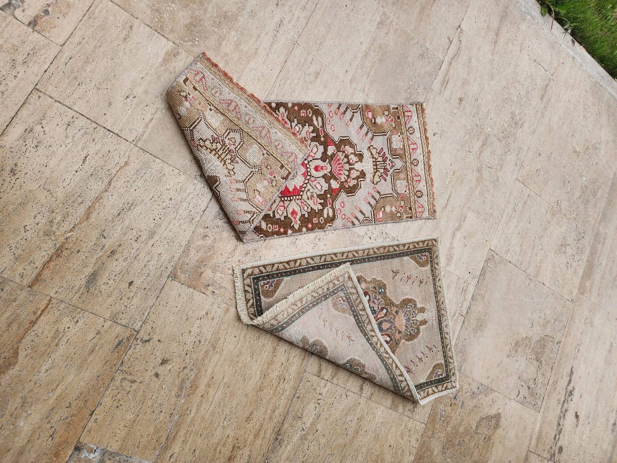 Set of 2 vintage handmade Turkish rugs 51x66 cm
