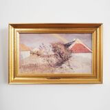 Painting „The Rainbow over the Village”, Scandinavian design, 1960s