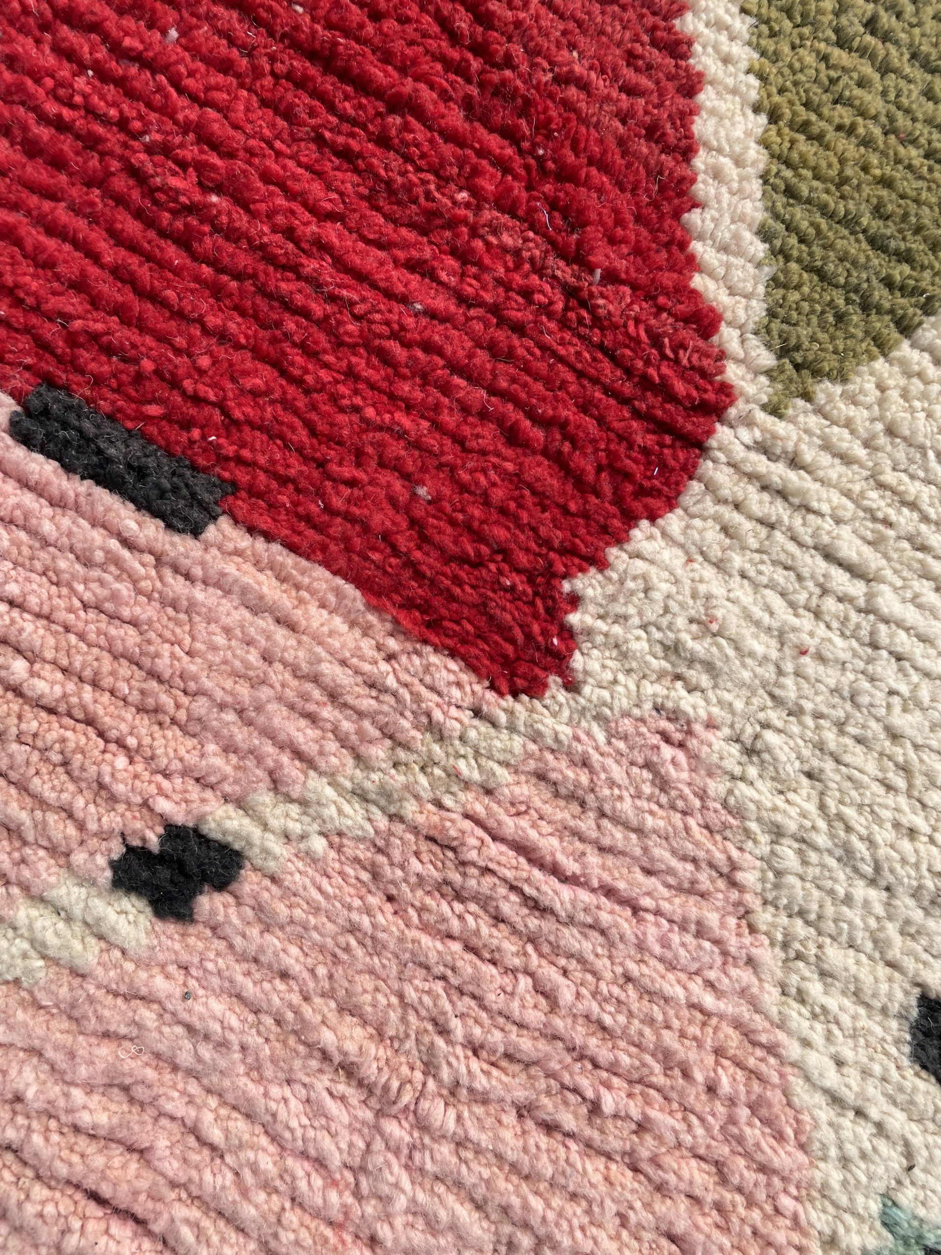 Large Moroccan Berber Rug Boujaad in Wool ideal Living room or bedroom, 200x290 cm