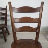 4 brutalist oak chairs