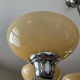 Art Deco chandelier in nickel-plated and opaline metal