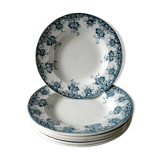 Set of 6 hollow plates, floral decor blue/green