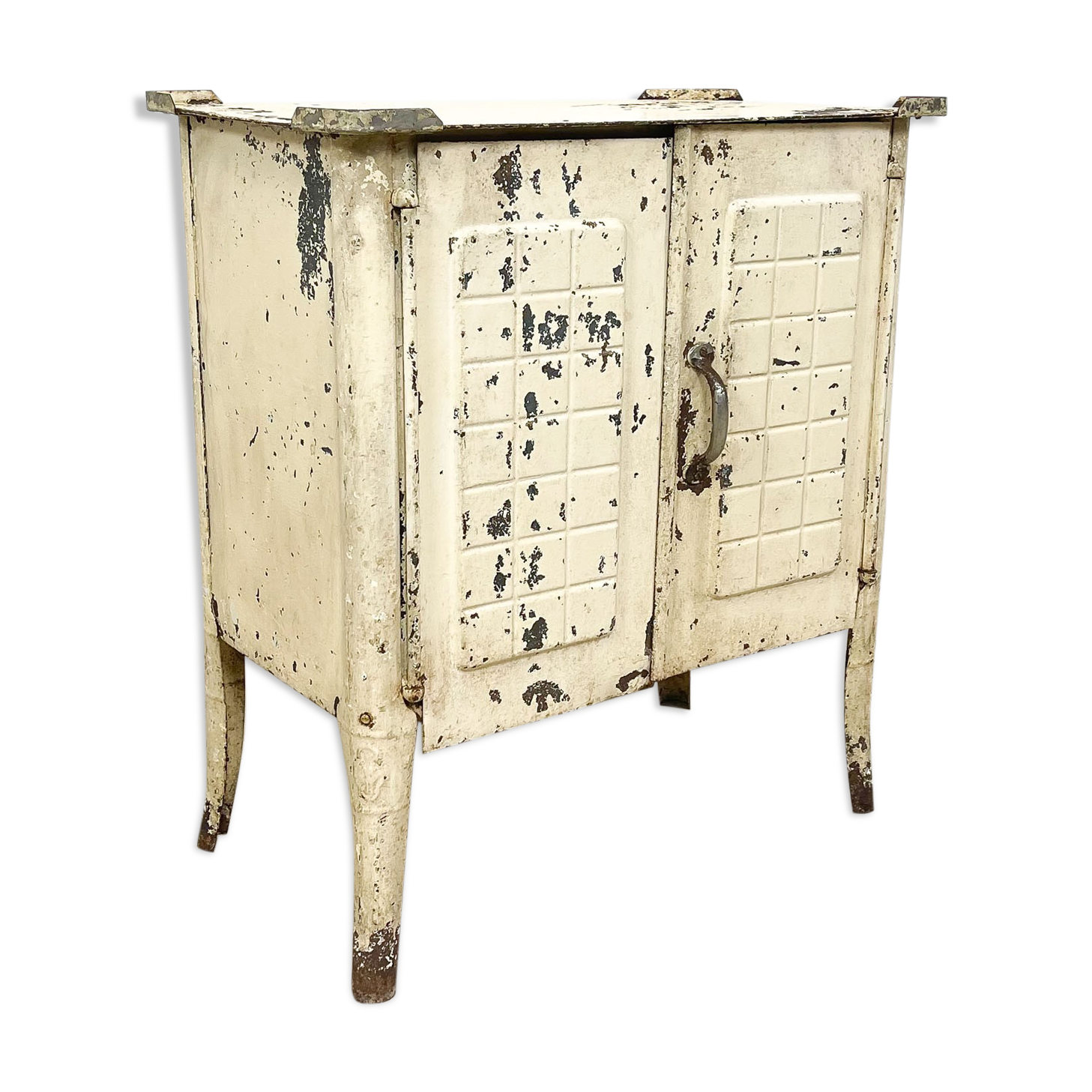 Vintage industrial painted metal nightstand cabinet