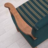 1970s, Danish 4-seater sofa, furniture wool, solid oak wood.