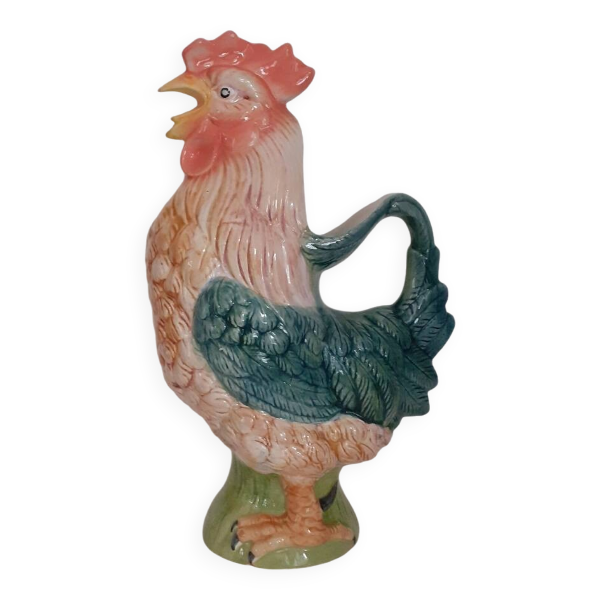 Vintage barbotine rooster pitcher