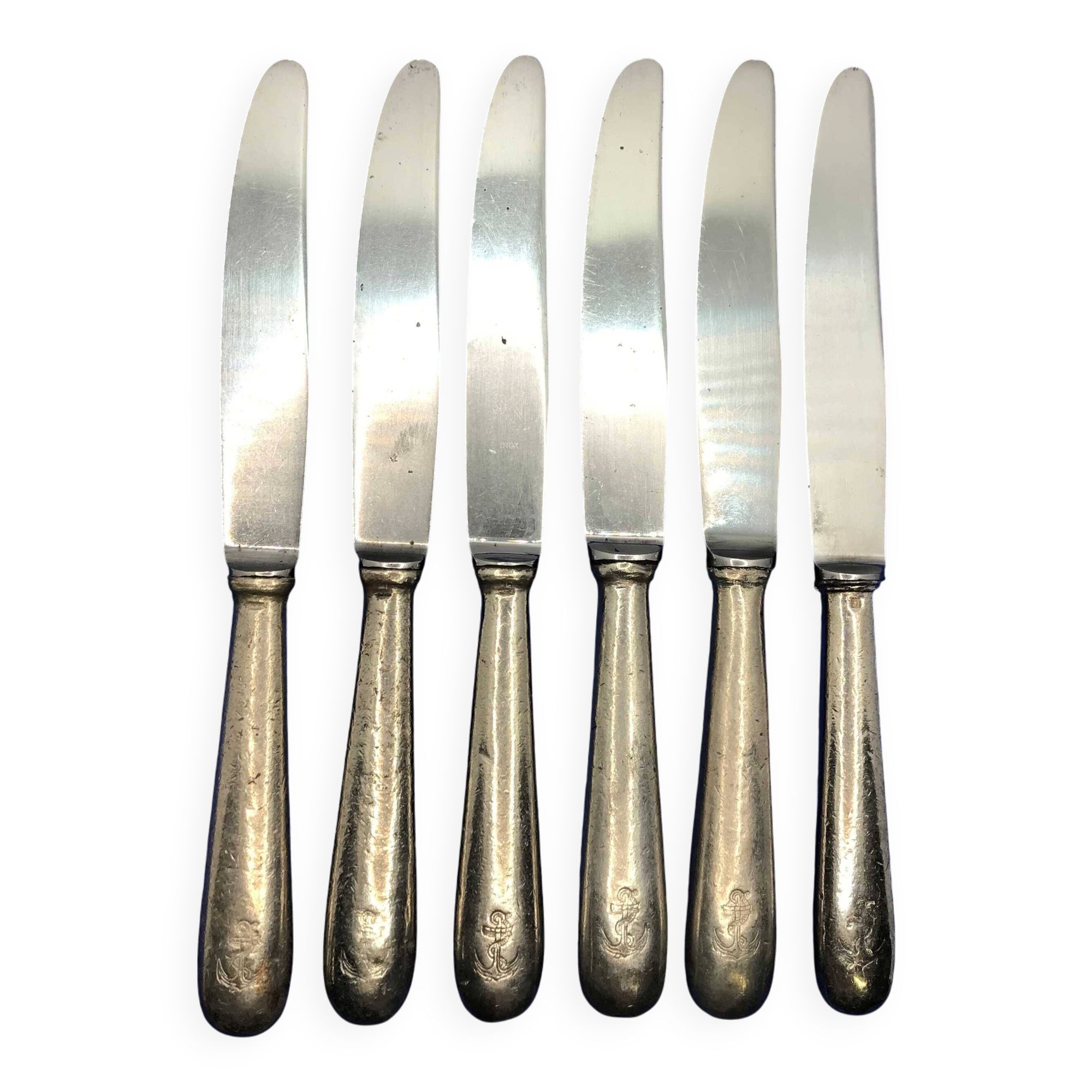 Set of 6 small silver-plated navy knives soh
