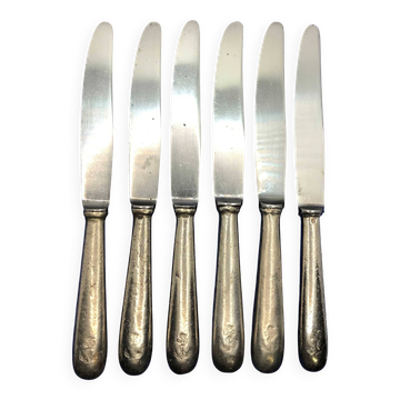 Lot de 6 petits couteaux de la marine en métal argenté soh