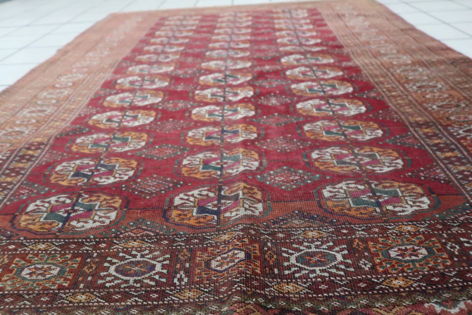 Tapis vintage ouzbek Boukhara fait main 128 cm x 183 cm années 1920
