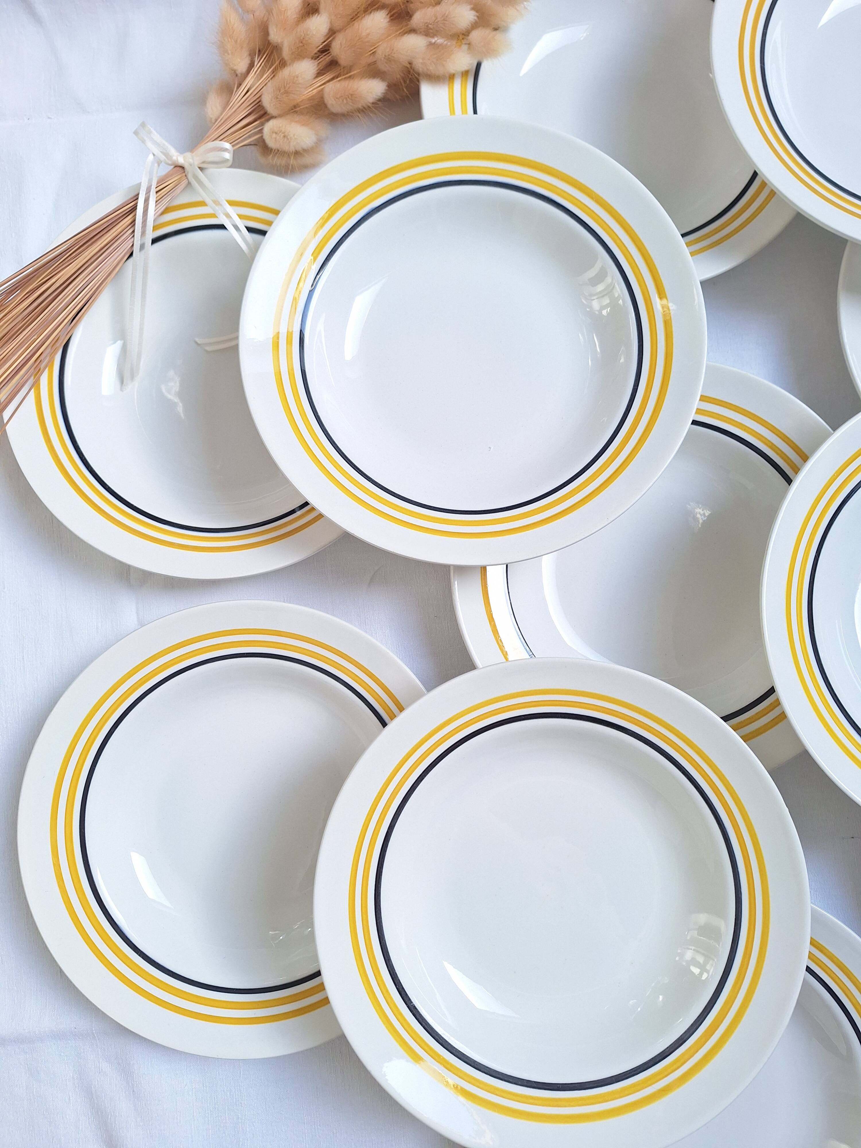 Assiettes creuses Moulin des Loups jaune moutarde
