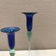 Royal Copenhagen set of 3 candle holders, model Harlequin in blue/turquoise glass.