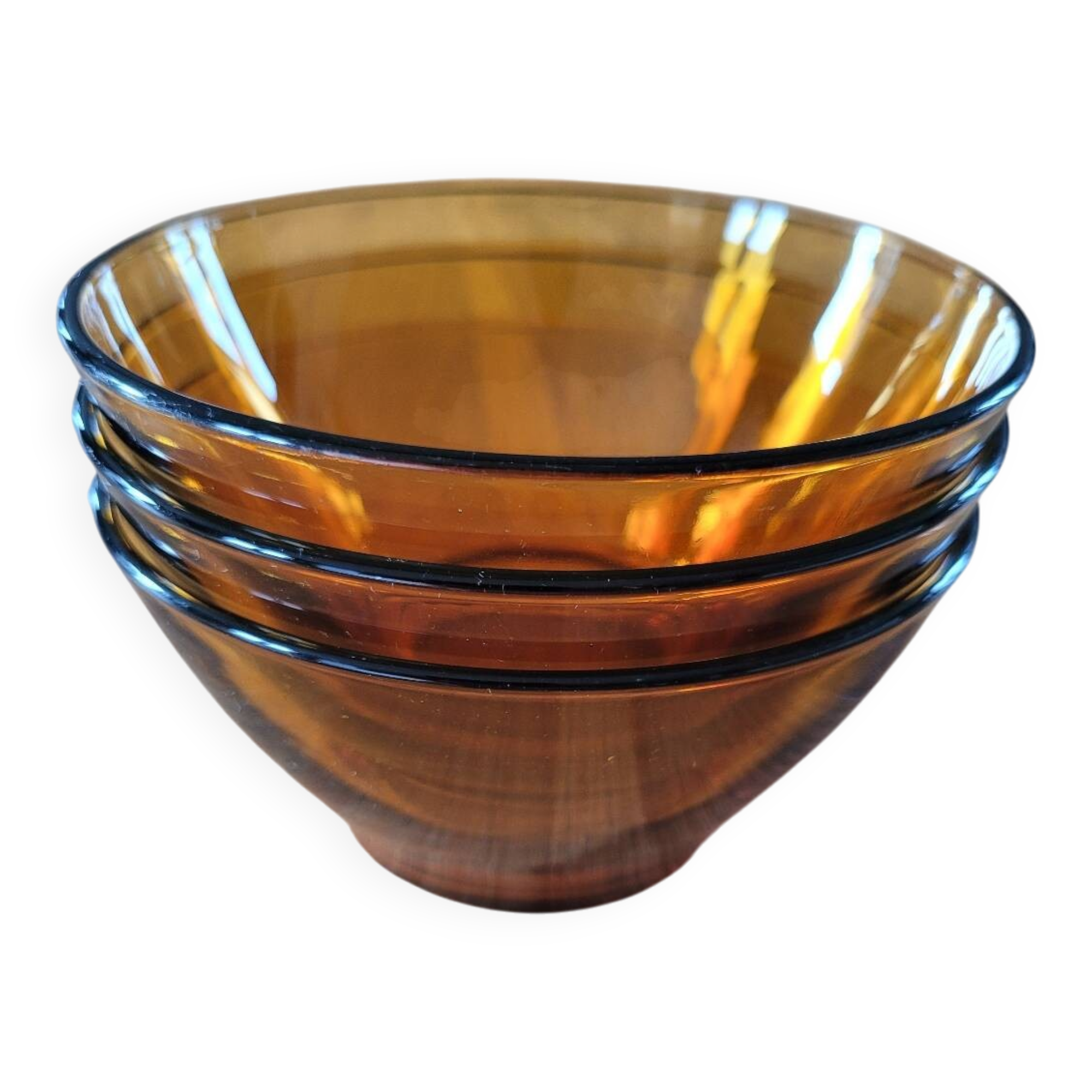 3 bols en verre ambré Duralex