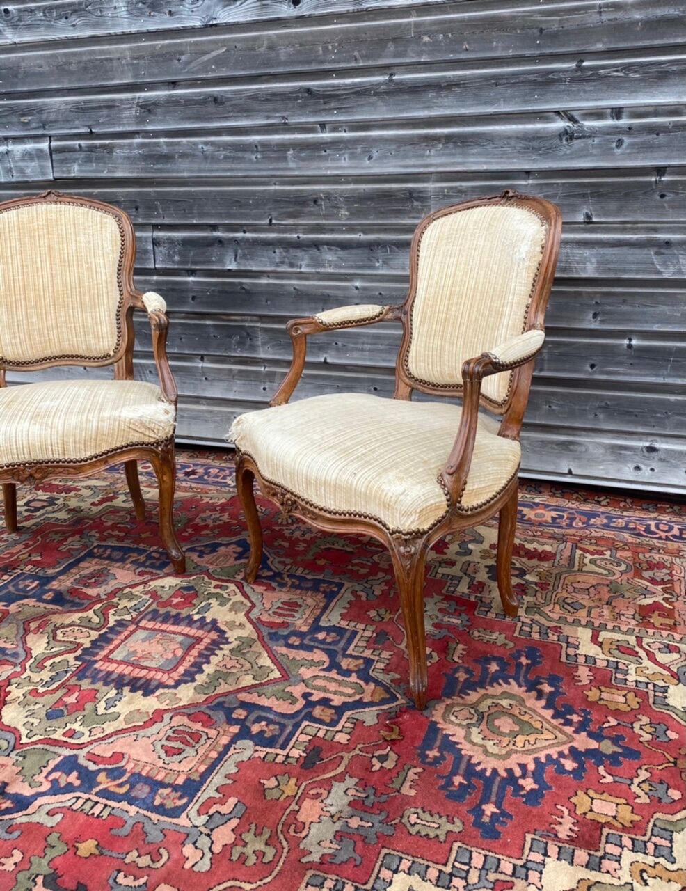 N.T Porrot Pair Of Armchairs In Natural Wood Of Louis XV xviii period Eme Century