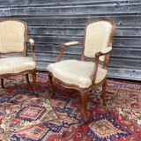 N.T Porrot Pair Of Armchairs In Natural Wood Of Louis XV xviii period Eme Century
