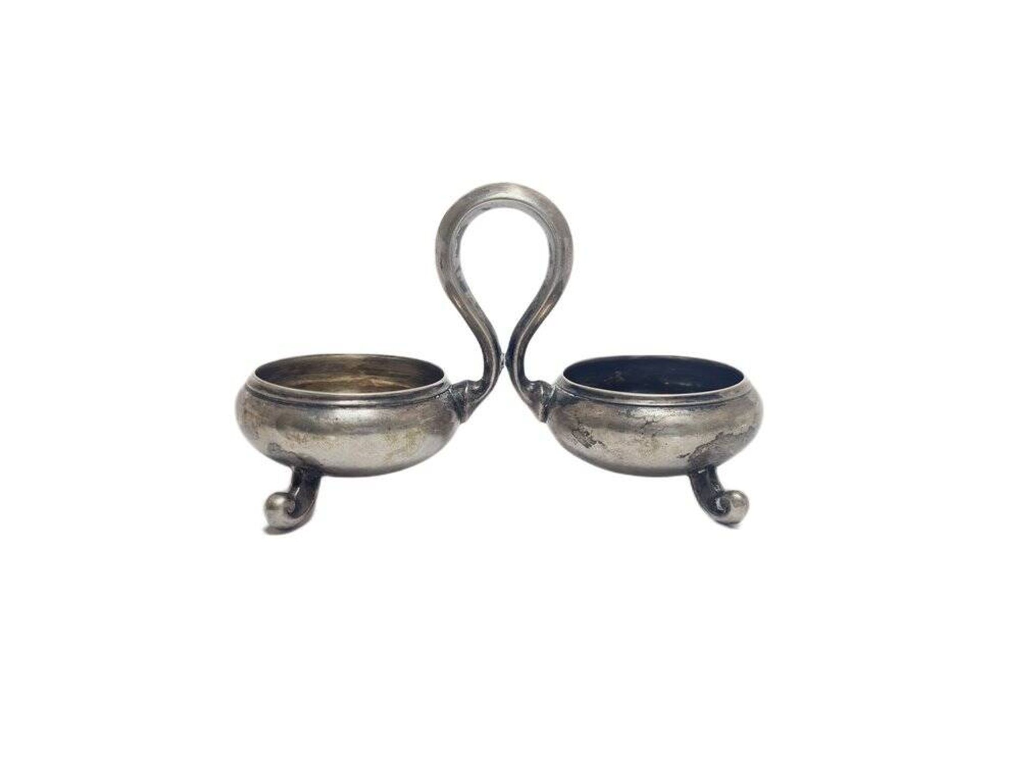 Eclectic silver salt and pepper holder, Germany, 1890s